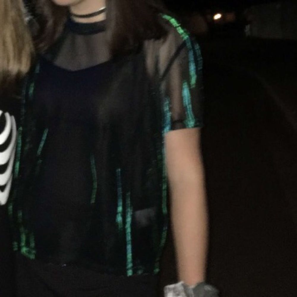 H&M holographic mesh shirt
